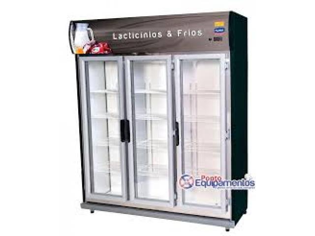  Pronta entrega - Expositor 3 portas de vidro, auto serviço, geladeira expositora 